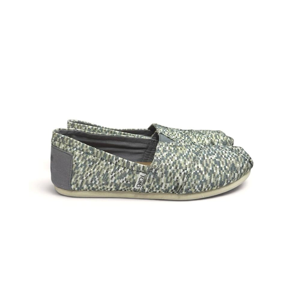 TOMS Women's Classic Alpargata Glitz Woven Slip-On Shoes Gold/Gray Size 7